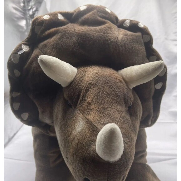 Vintage HugFun Dinosaur Dino Brown Triceratops 30” Plush Stuffed Animal Toy RARE - Picture 4 of 16
